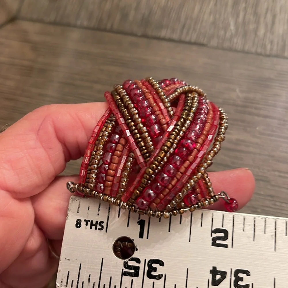 Vintage Style Seed Bead braided Memory Wire  Bracelets  Red, Purple, Blue